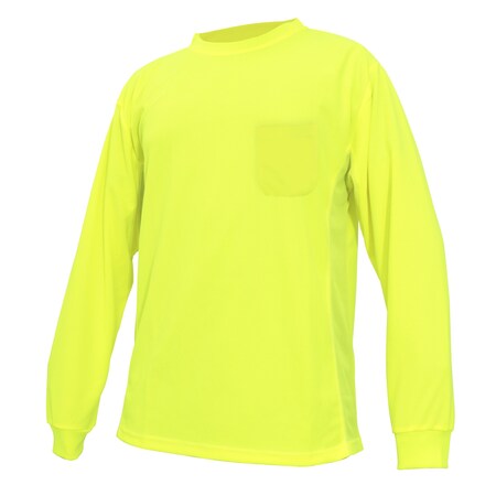Ge Hi-Vis Long Sleeve T-Shirt, Polyester Knit Birdseye, Mesh, Green, L GS108GL